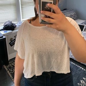 free people cropped white t shirt